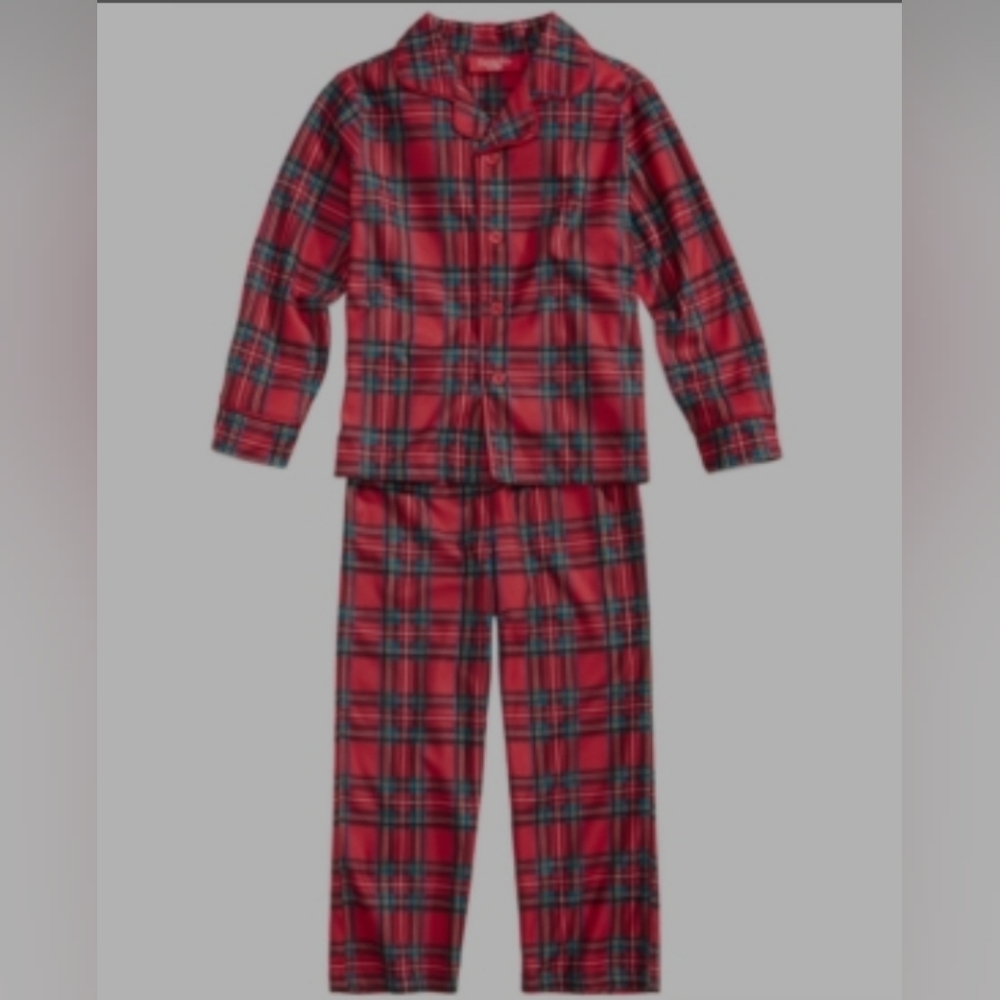 Matching Family Pajamas Kids Brinkley Plaid Pajama Set 2T-3T Red Unisex